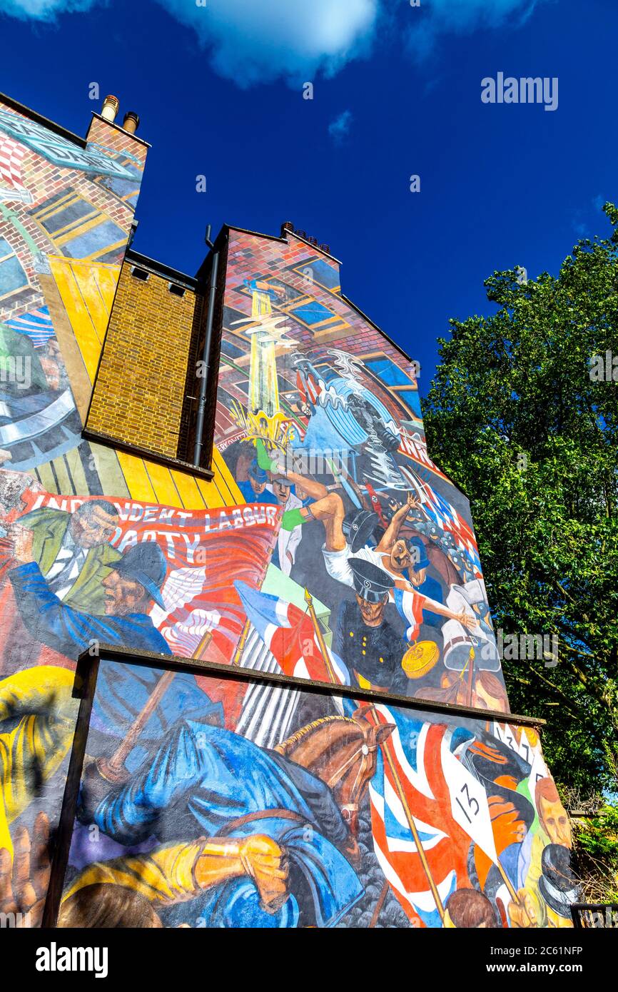 La battaglia di Cable Street Mural, Londra, Regno Unito Foto Stock