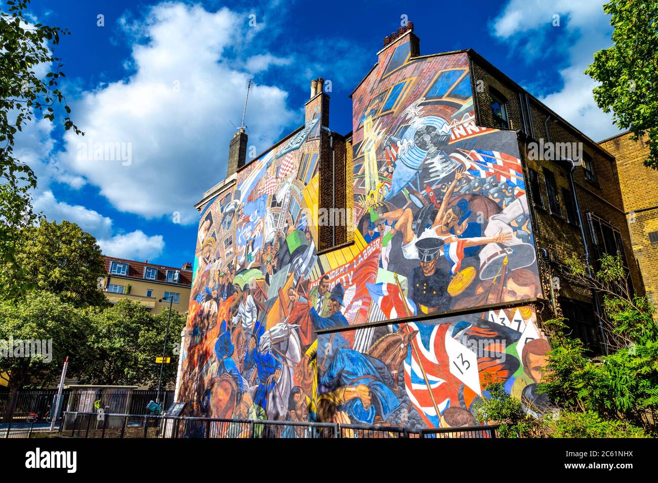 La battaglia di Cable Street Mural, Londra, Regno Unito Foto Stock