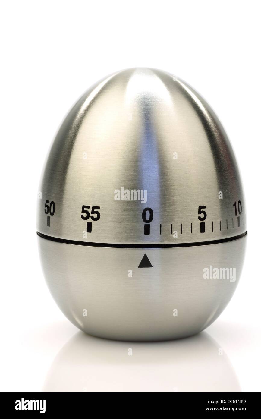 moderno timer in metallo su sfondo bianco Foto Stock