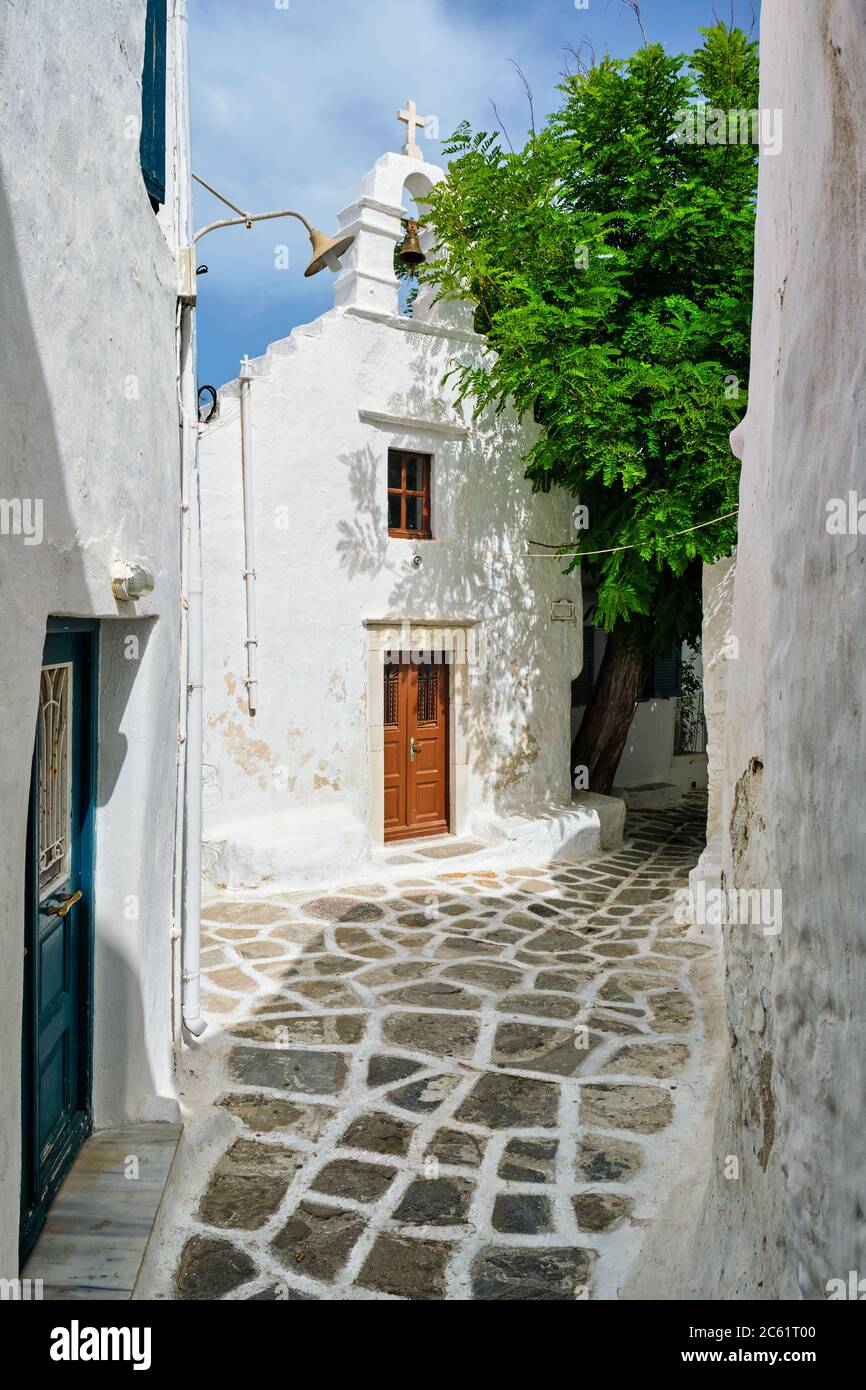 Via greca Mykonos sull'isola di Mykonos, Grecia Foto Stock