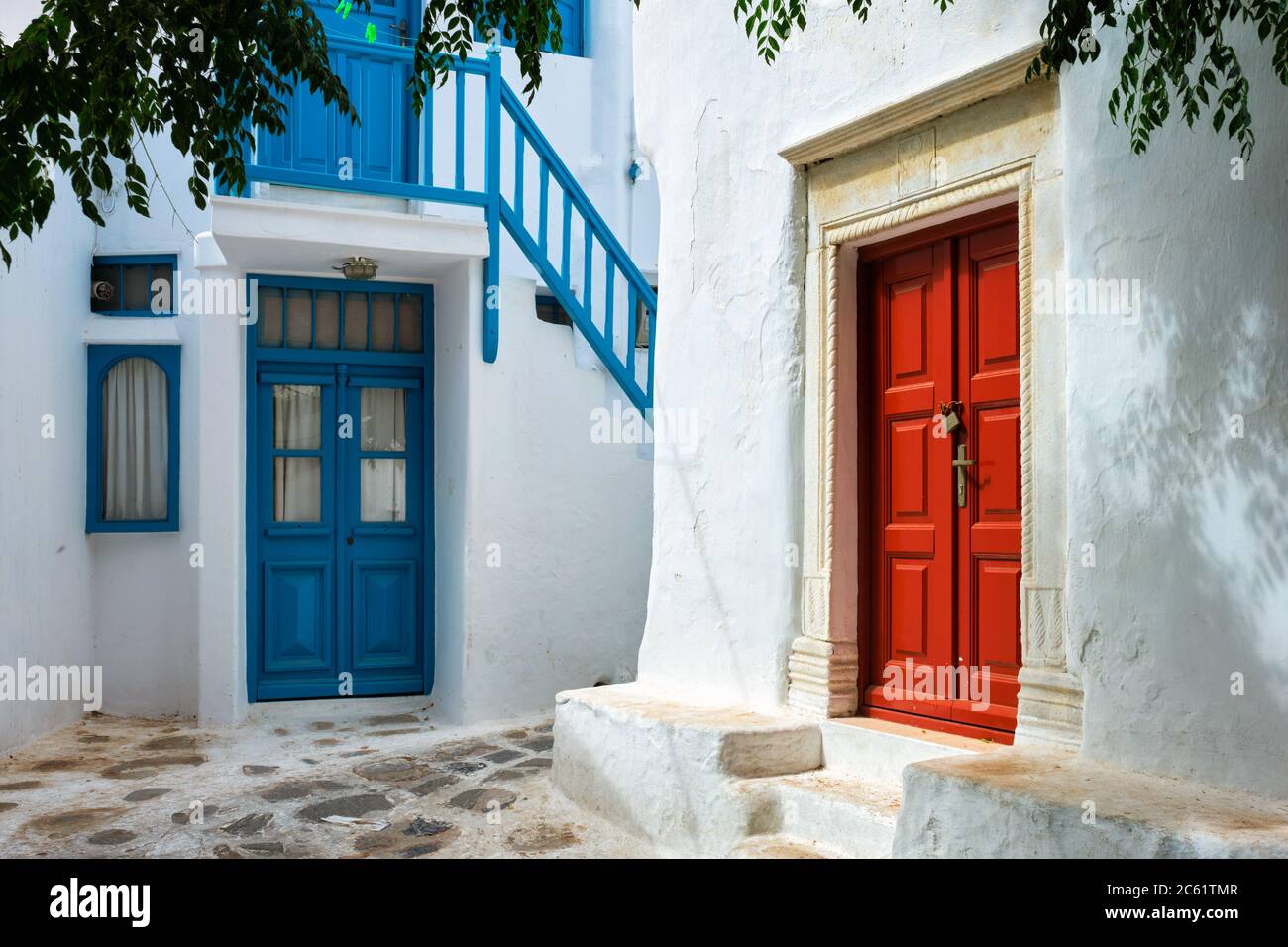 Via greca Mykonos sull'isola di Mykonos, Grecia Foto Stock