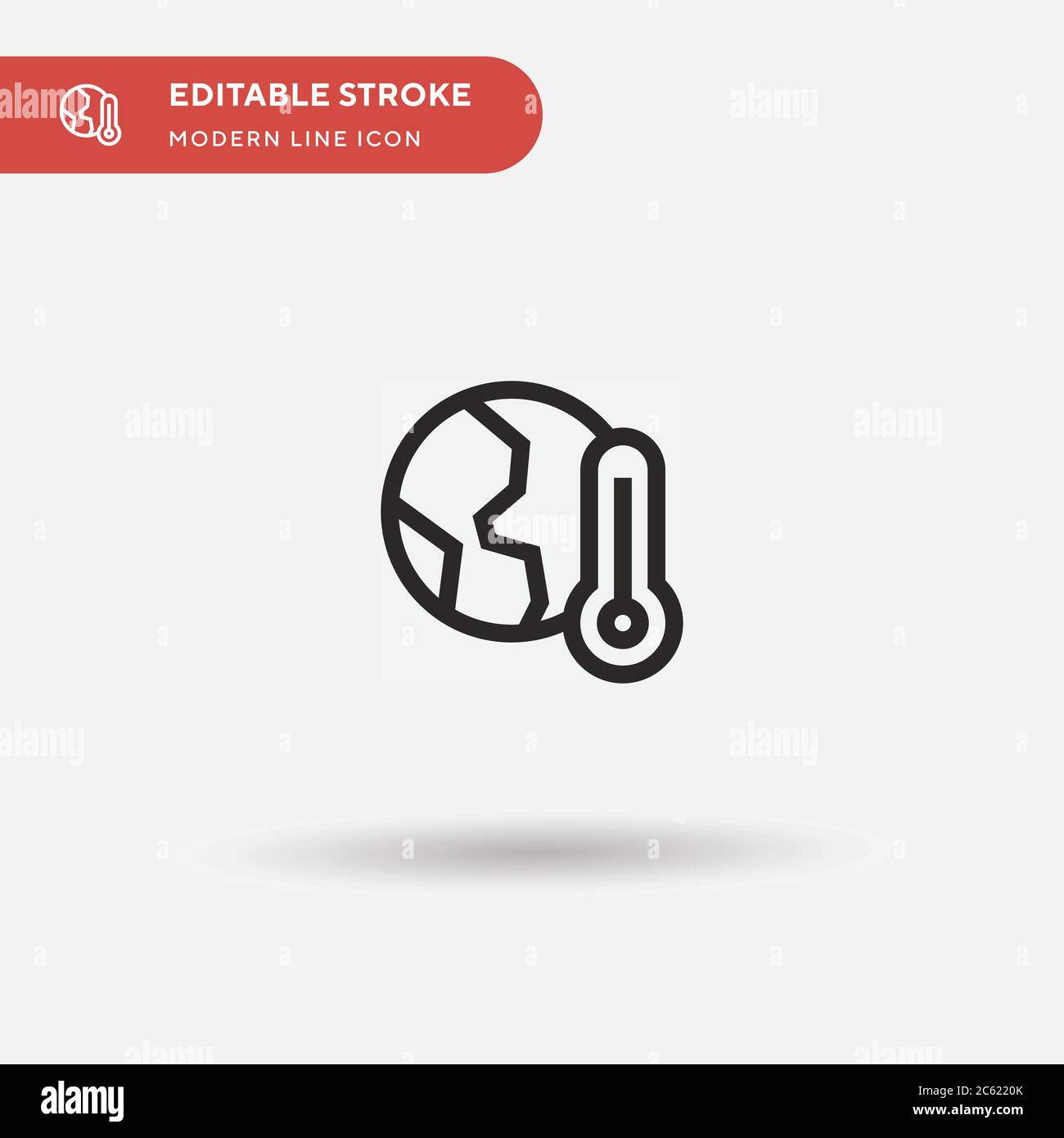 Icona vettore semplice riscaldamento globale. Modello di disegno simbolo illustrazione per elemento UI mobile Web. Pittogramma moderno a colori perfetto su tratto modificabile. Icone di riscaldamento globale per il vostro progetto aziendale Illustrazione Vettoriale