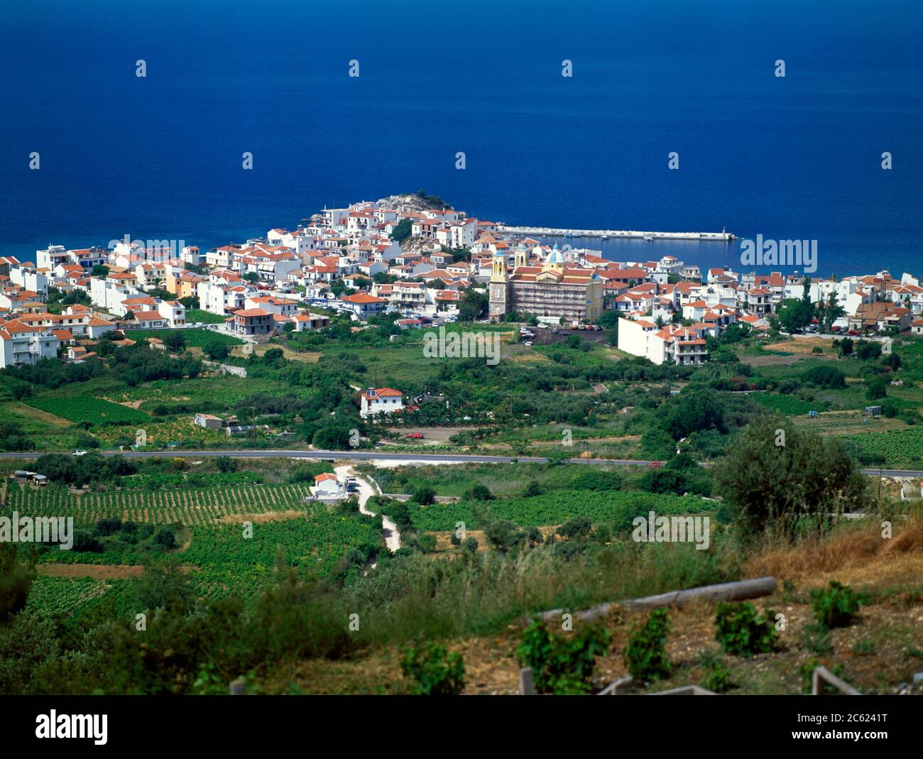 Samos Grecia KOKKARI cittadina sul mare Foto Stock