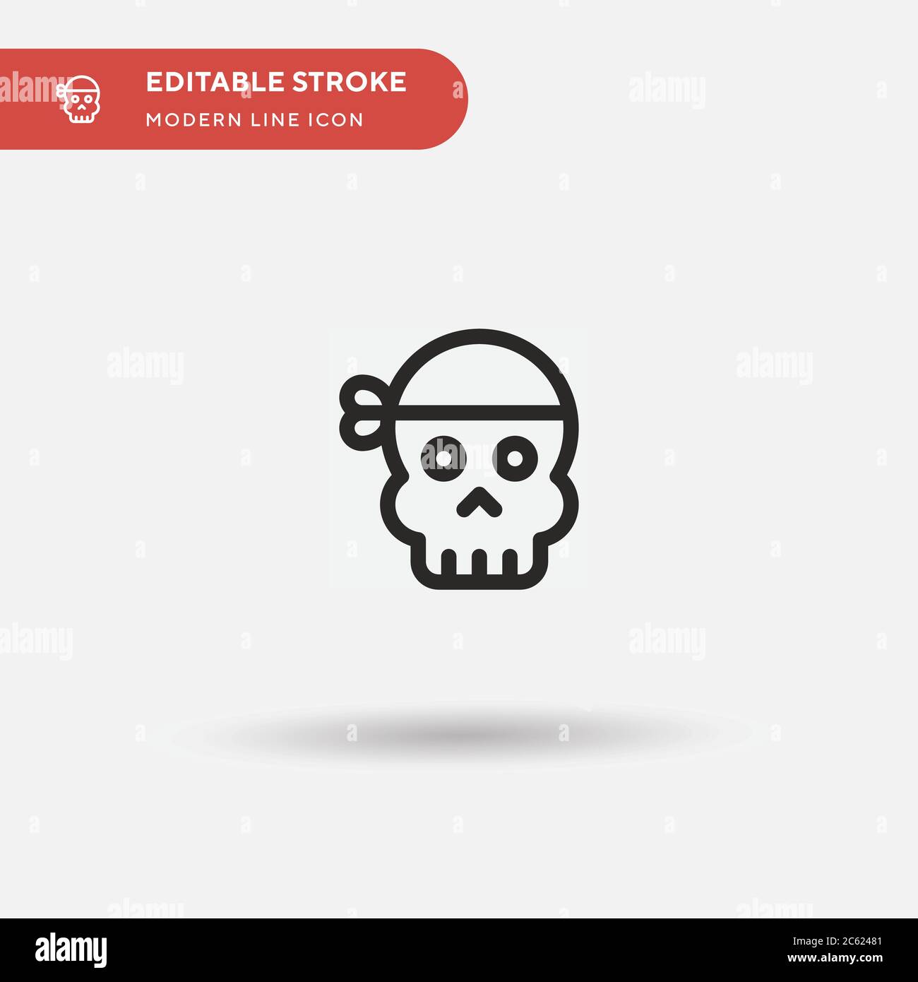 Icona vettore semplice pirata. Modello di disegno simbolo illustrazione per elemento UI mobile Web. Pittogramma moderno a colori perfetto su tratto modificabile. Icone pirata per il vostro progetto di affari Illustrazione Vettoriale
