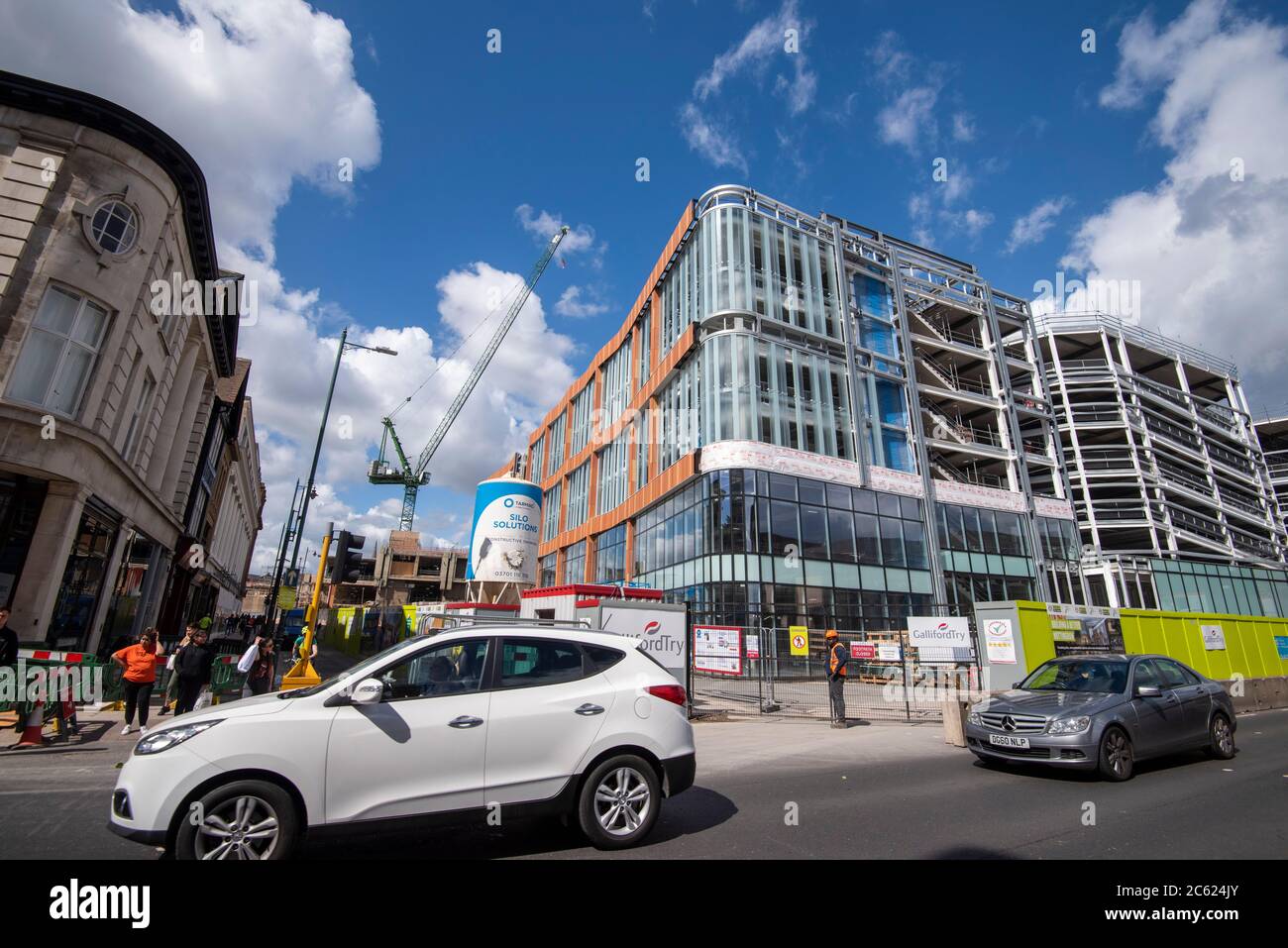 Il nuovo Broadmarsh Car Park e lo sviluppo della Biblioteca a Nottingham City Southside, Nottinghamshire Inghilterra UK Foto Stock