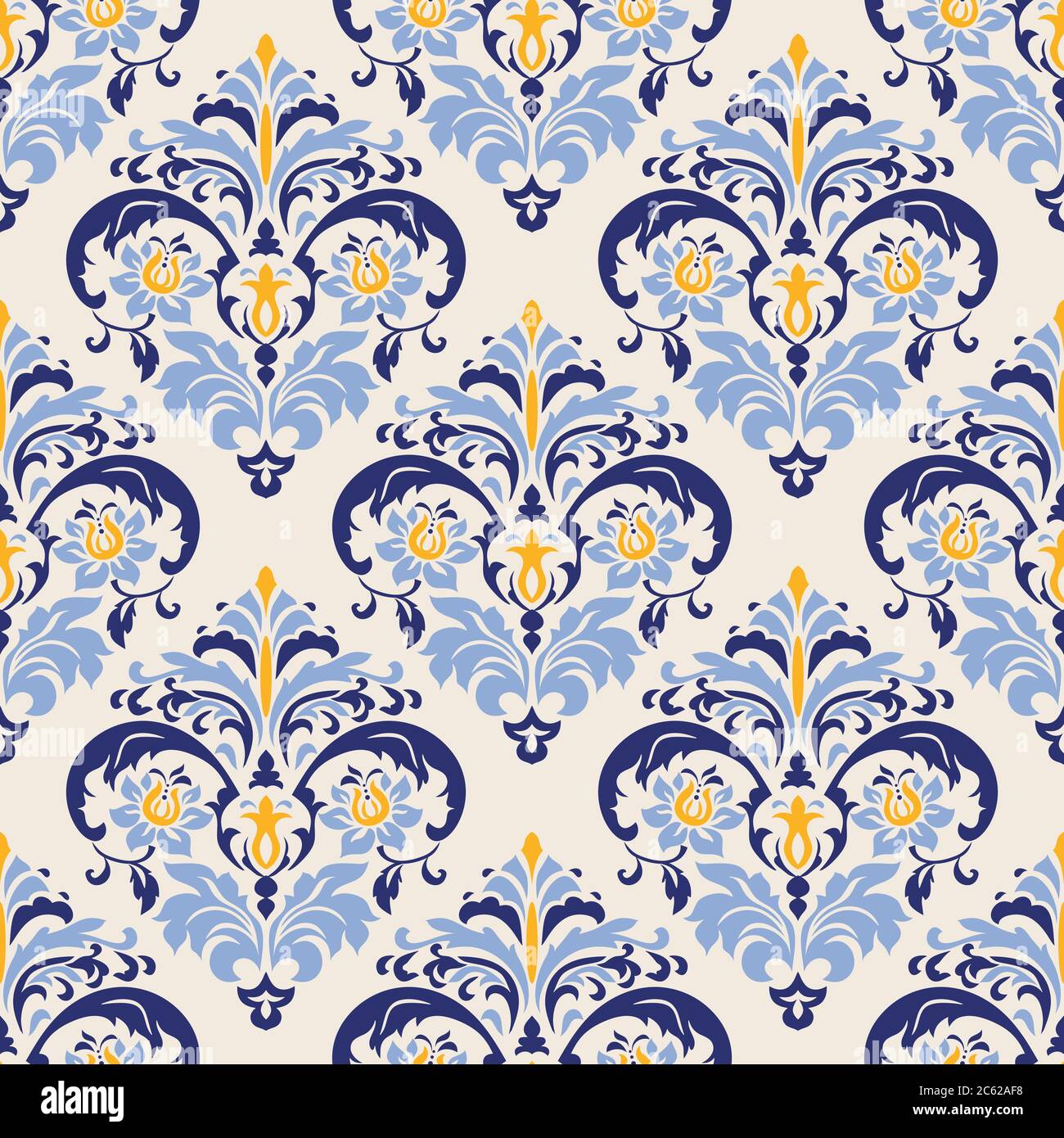 Modello vittoriano senza cuciture. Tile floreale in stile turco. Sfondo vintage in stile Damasco. Islam, Arabo, Indiano, motivo Ottomano. Illustrazione Vettoriale