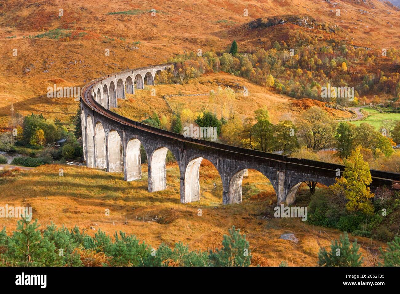 Viadotto Glenfinnan in autunno, Highland, Scotland, Regno Unito Foto Stock