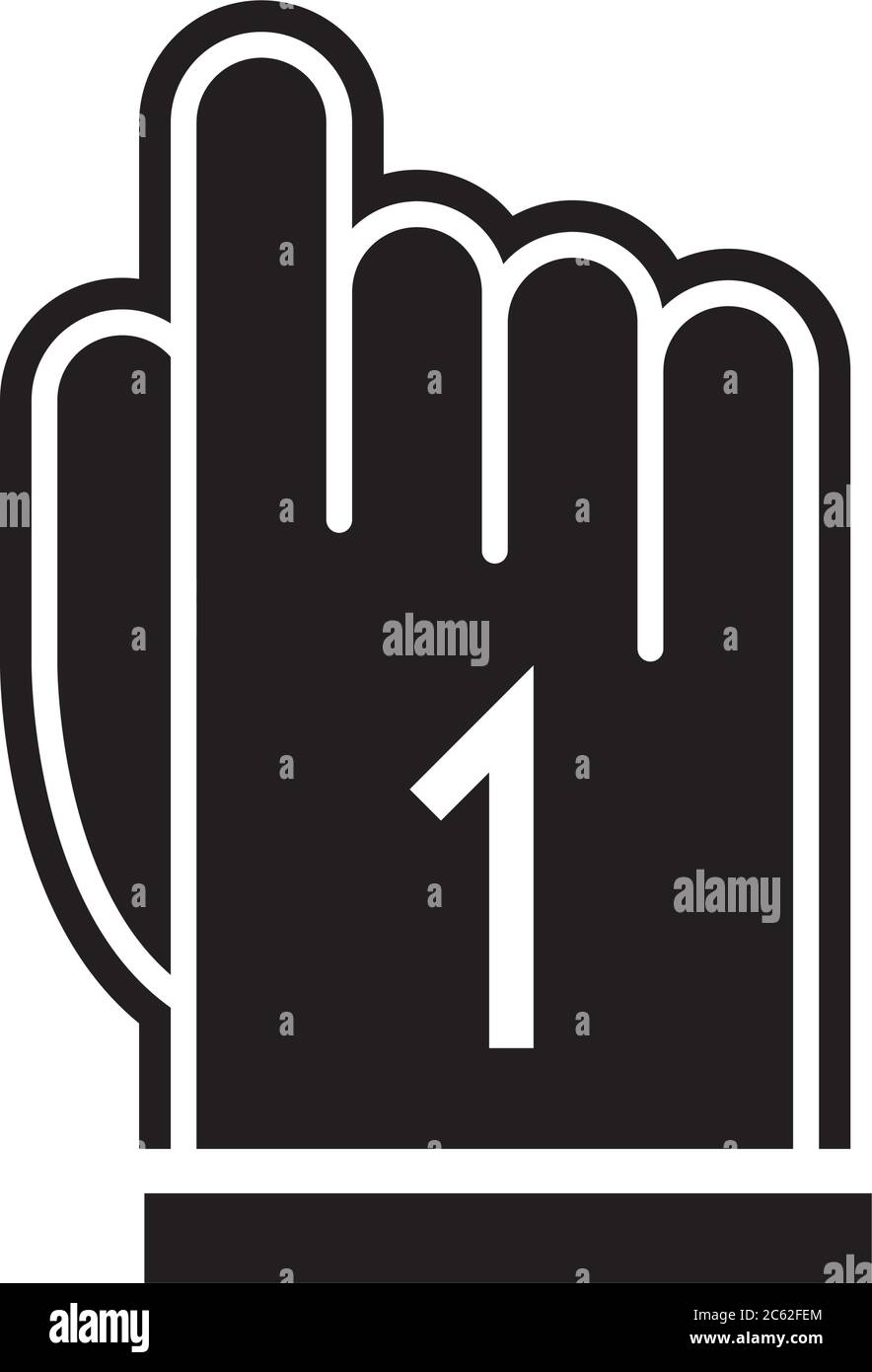 calcio americano mano dito numero uno gioco sport professionale silhouette design icona vettore illustrazione Illustrazione Vettoriale