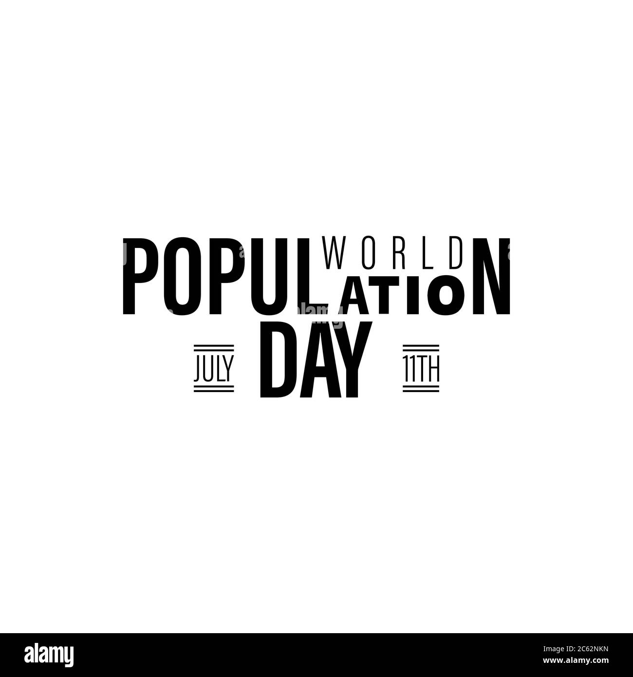 Design for World Population Day Greeting-11 luglio. Logo tipografico, illustrazione vettoriale, banner o poster Illustrazione Vettoriale