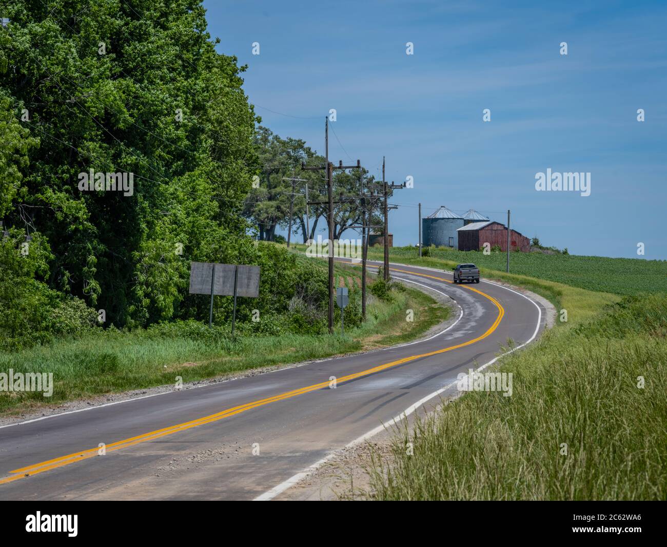 Route 59, strada di campagna, Hickory Missouri Foto Stock