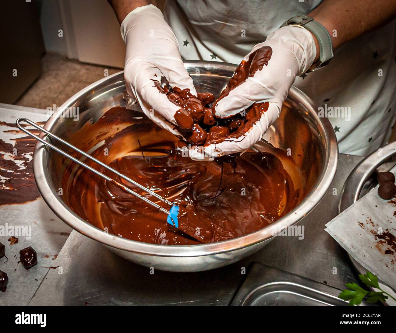 Laboratorio di Tartufo al cioccolato a Grevenbroich, Germania Foto Stock