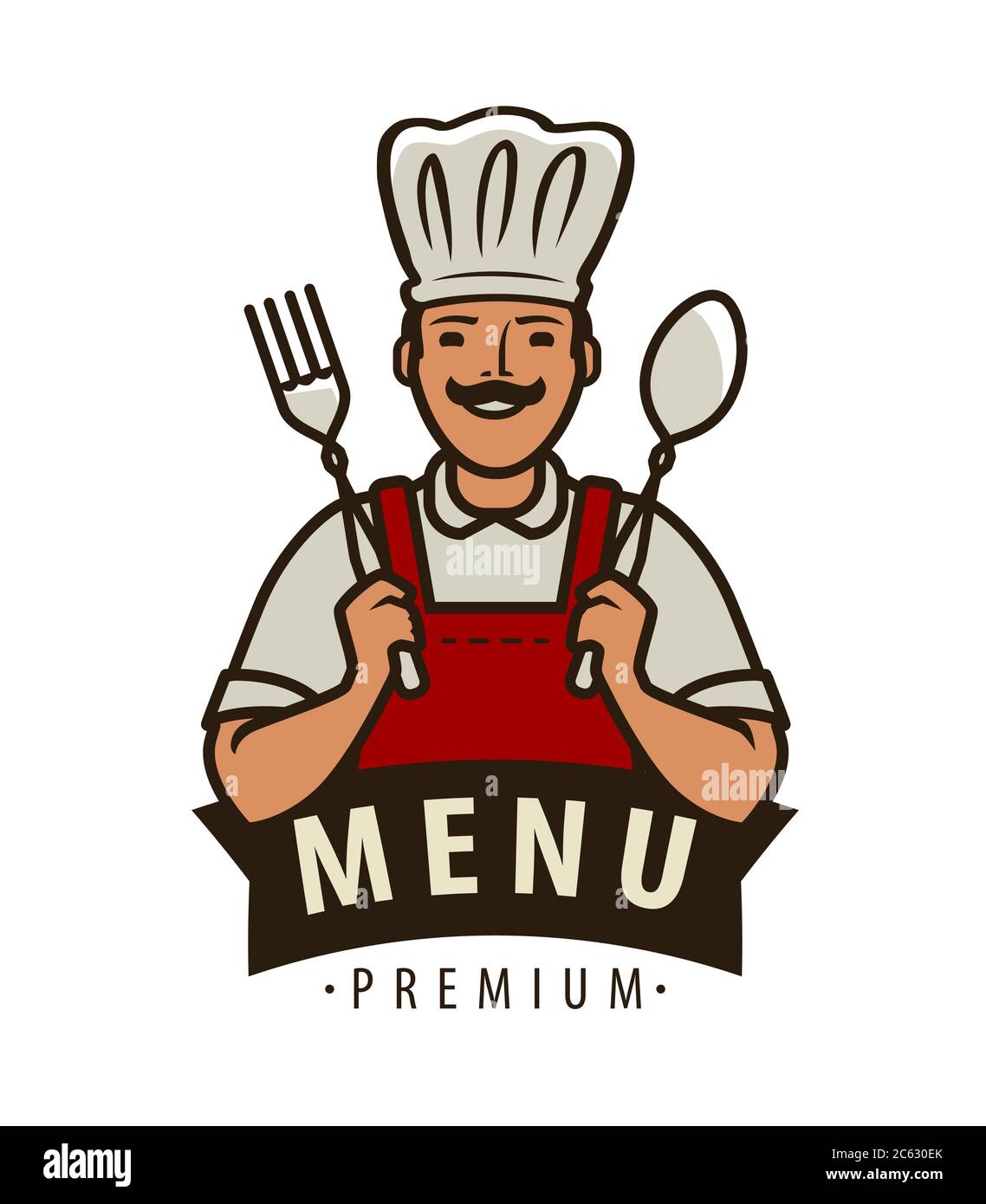 Logo o etichetta dello chef. Design del menu per caffè e ristorante Illustrazione Vettoriale