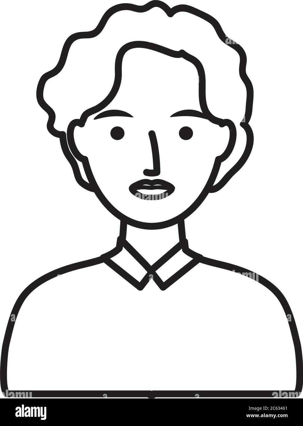 avatar giovane uomo che indossa un maglione su sfondo bianco, linea stile, illustrazione vettoriale Illustrazione Vettoriale