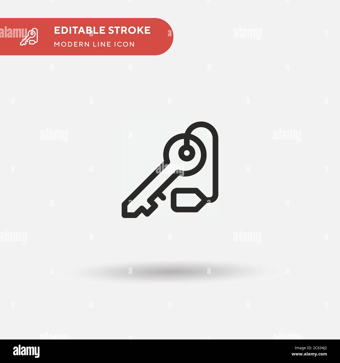 Icona vettore semplice chiave. Modello di disegno simbolo illustrazione per elemento UI mobile Web. Pittogramma moderno a colori perfetto su tratto modificabile. Icone chiave per Illustrazione Vettoriale