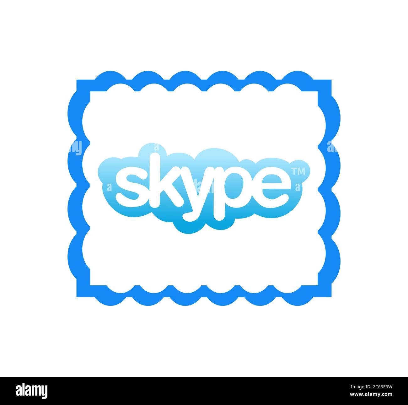 Logo Skype su sfondo bianco. Skype è un software applicativo per le telecomunicazioni sviluppato da Microsoft. App Skype . Kharkiv, Ucraina - Giugno , 2 Foto Stock