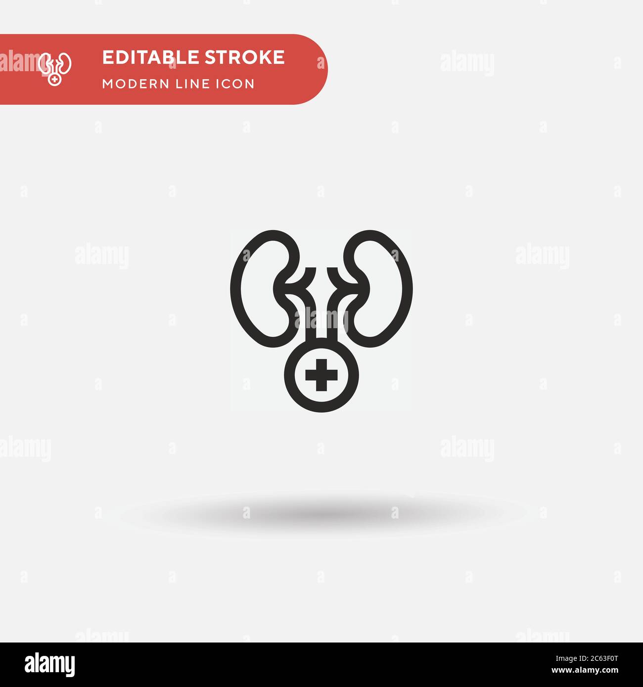 Icona vettore semplice rene. Modello di disegno simbolo illustrazione per elemento UI mobile Web. Pittogramma moderno a colori perfetto su tratto modificabile. Icone renali per il vostro progetto di affari Illustrazione Vettoriale