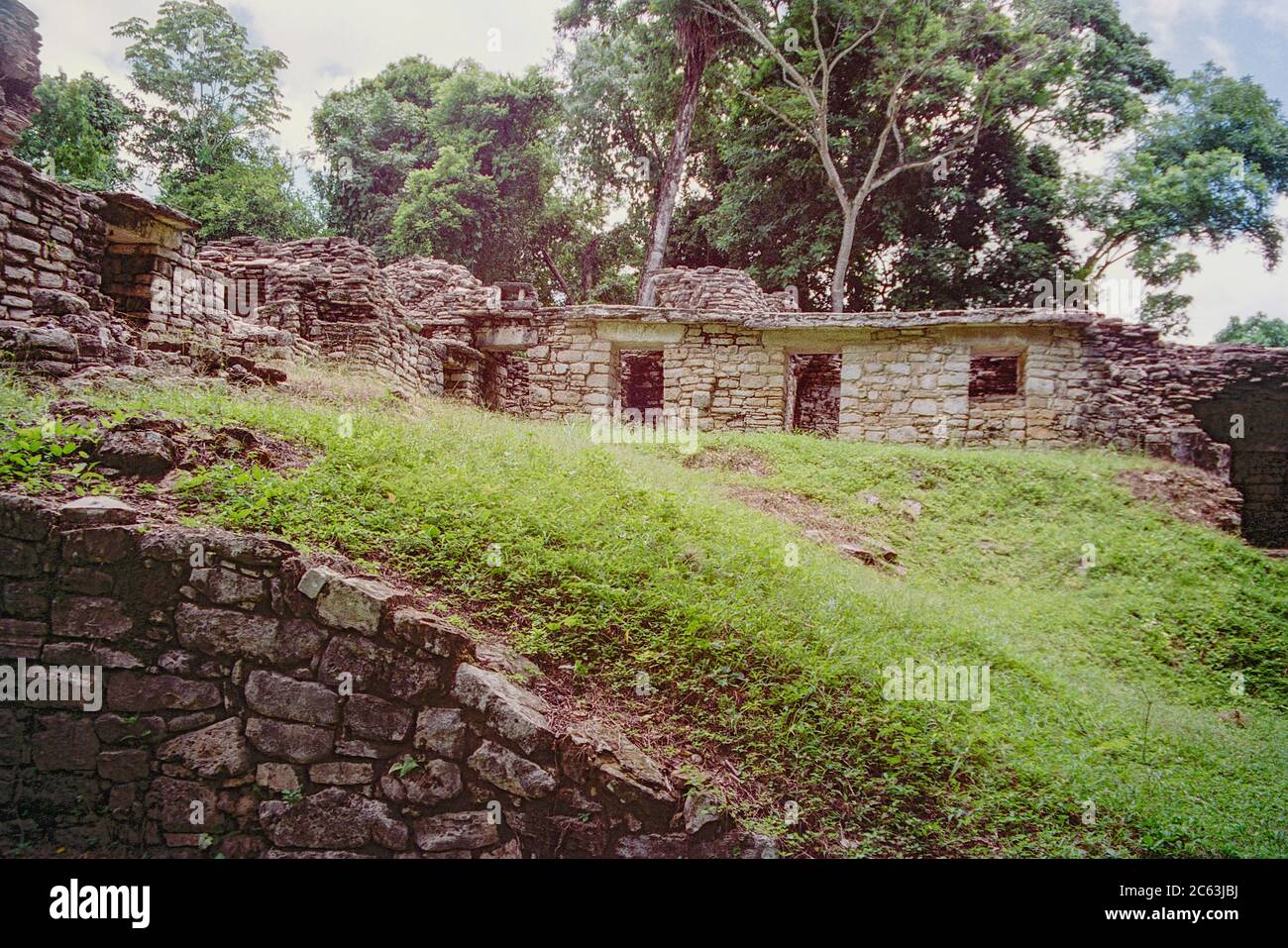 Struttura 23. Rovine Maya di Yaxchilan. Chiapas, Messico. Immagine vintage ripresa su pellicola - inizio anni '90. Foto Stock