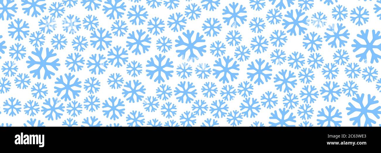 Sfondo vettoriale senza cuciture con semplici fiocchi di neve. Fiocchi di neve di diverse dimensioni. Illustrazione Vettoriale