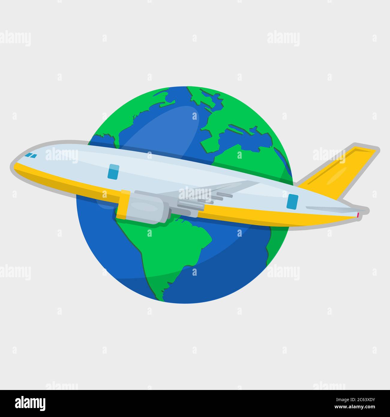 globo con aereo per l'illustrazione vettoriale del concetto di simbolo di viaggio Illustrazione Vettoriale