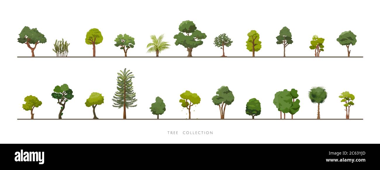 Insieme di varie icone vettoriali verdi impostate su sfondo bianco Illustrazione Vettoriale