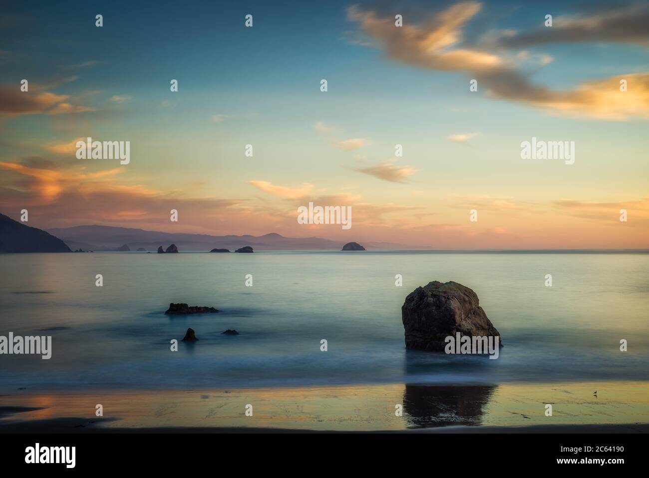 Stagcape di Port Orford in Oregon, esposizione lunga. Foto Stock