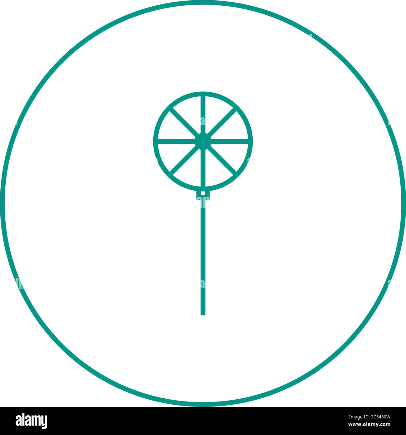 Icona della linea vettoriale della ruota a perno univoca Illustrazione Vettoriale