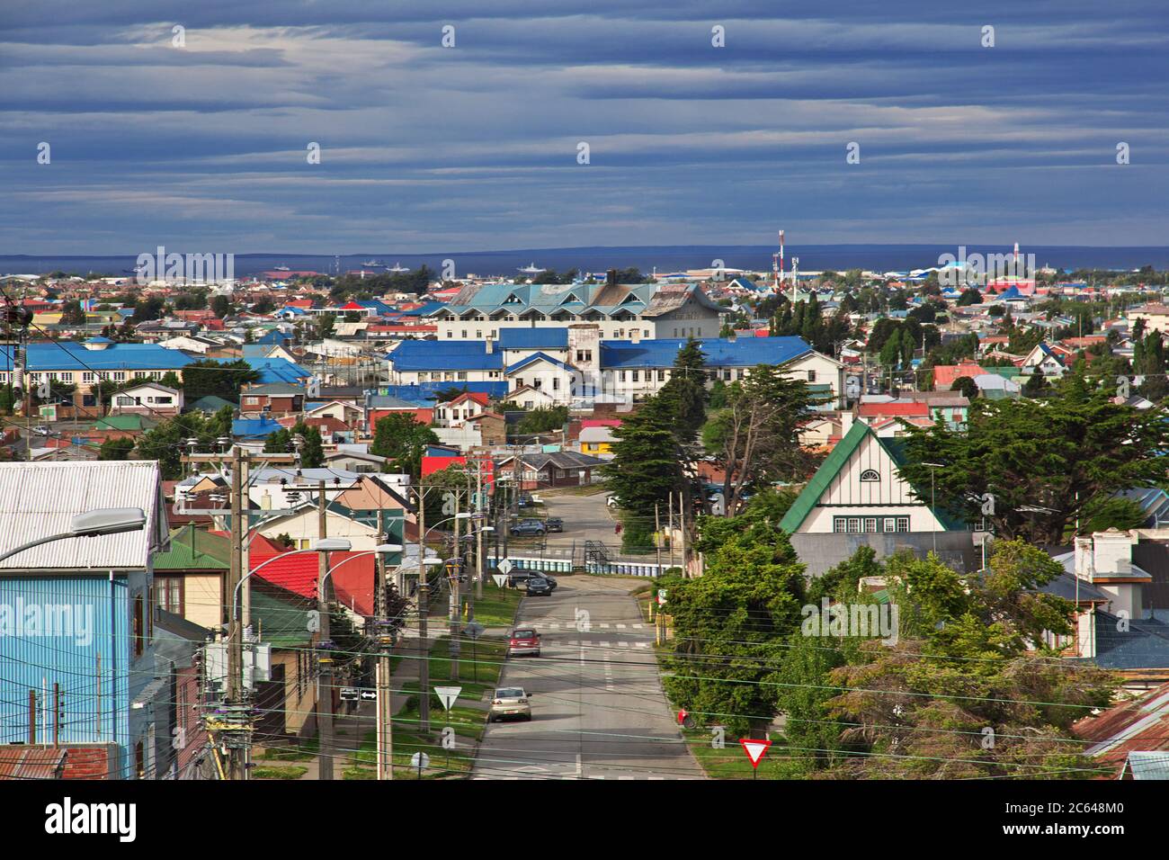 La strada di Punta Arenas, Patagonia, Cile Foto Stock