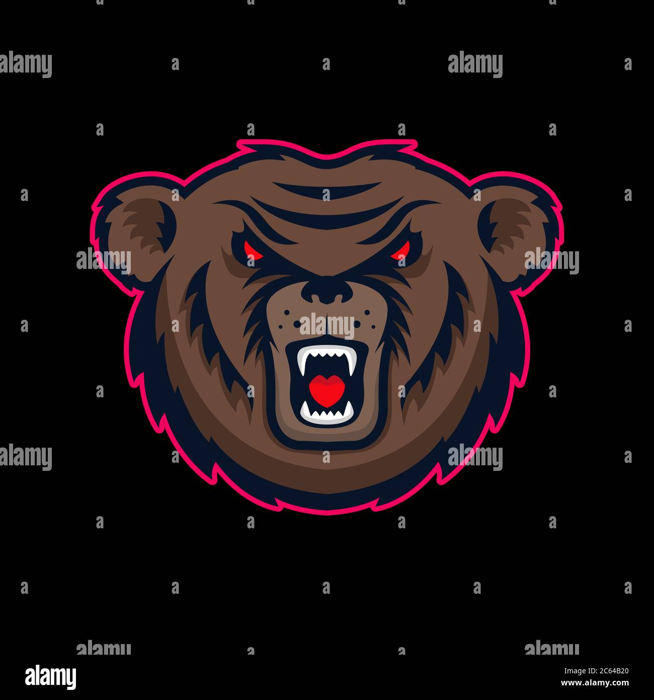 Illustrazione della testa della mascotte dell'orso arrabbiato. Elemento di design per logo, etichetta, cartello, poster, t-shirt. Illustrazione vettoriale Illustrazione Vettoriale