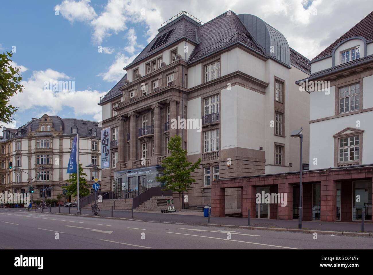 Costruzione del Museo del Cinema Tedesco a Museumsufer a Francoforte sul meno, Germania Foto Stock