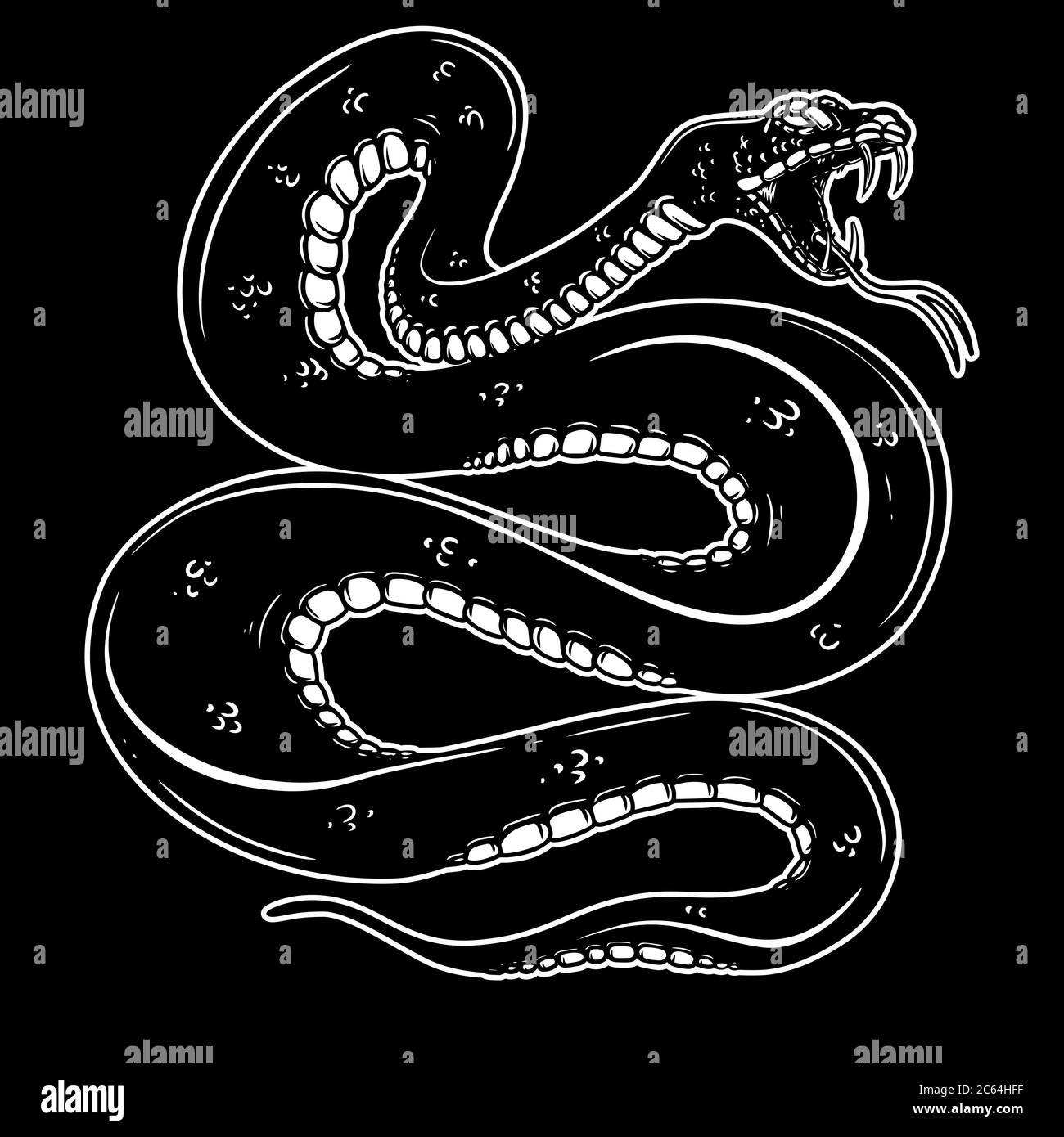 Illustrazione del serpente velenoso in stile di incisione. Elemento di design per logo, etichetta, cartello, poster, t-shirt. Illustrazione vettoriale Illustrazione Vettoriale