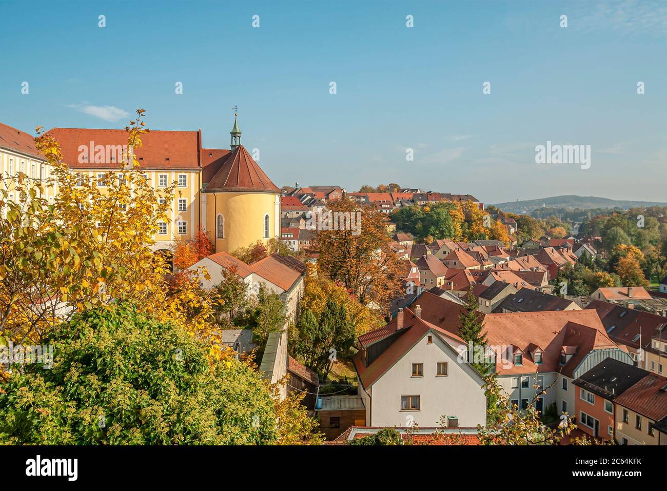 Vista dal castello sulla storica città di Sulzbach-Rosenberg in Baviera, Germania Foto Stock