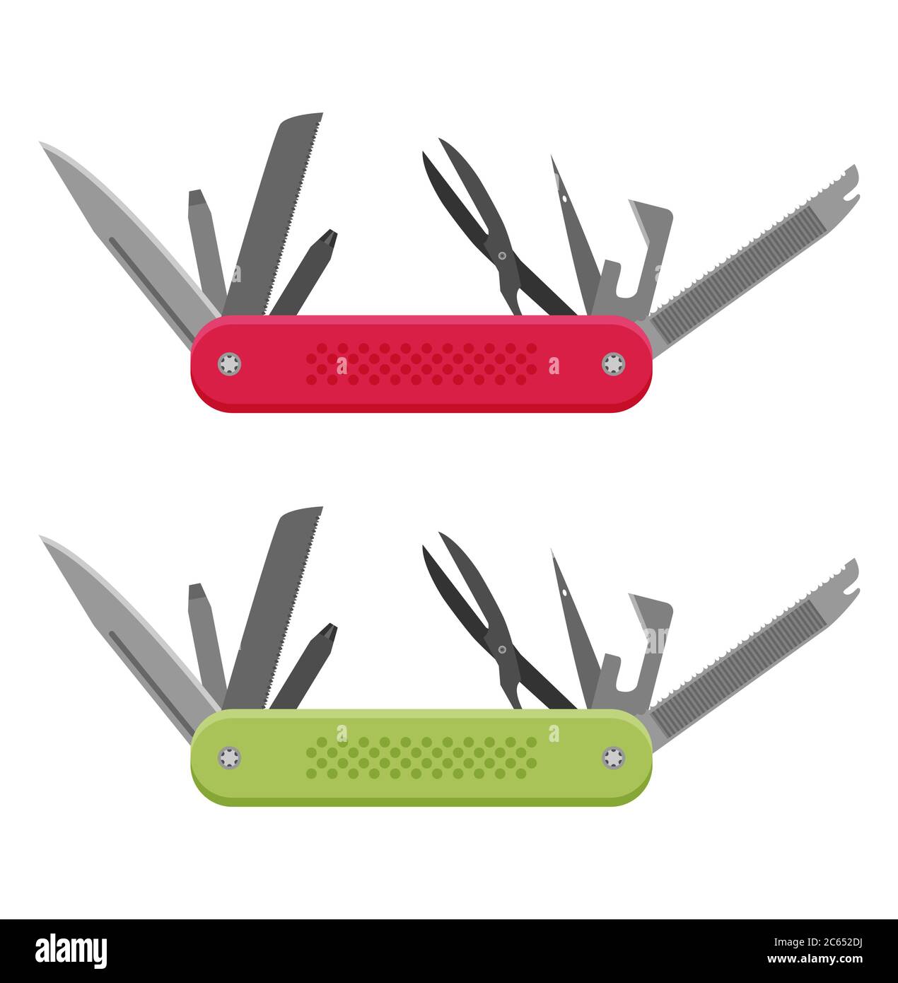 Design piatto moderno vettore illustrazione dell'icona multifunzione coltello tascabile Illustrazione Vettoriale