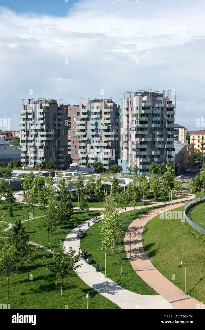 Italia, Lombardia, Milano, quartiere portello, Parco industria Alfa Romeo Foto Stock