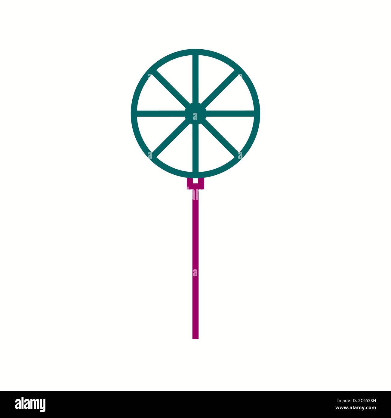 Icona della linea vettoriale della ruota a perno univoca Illustrazione Vettoriale