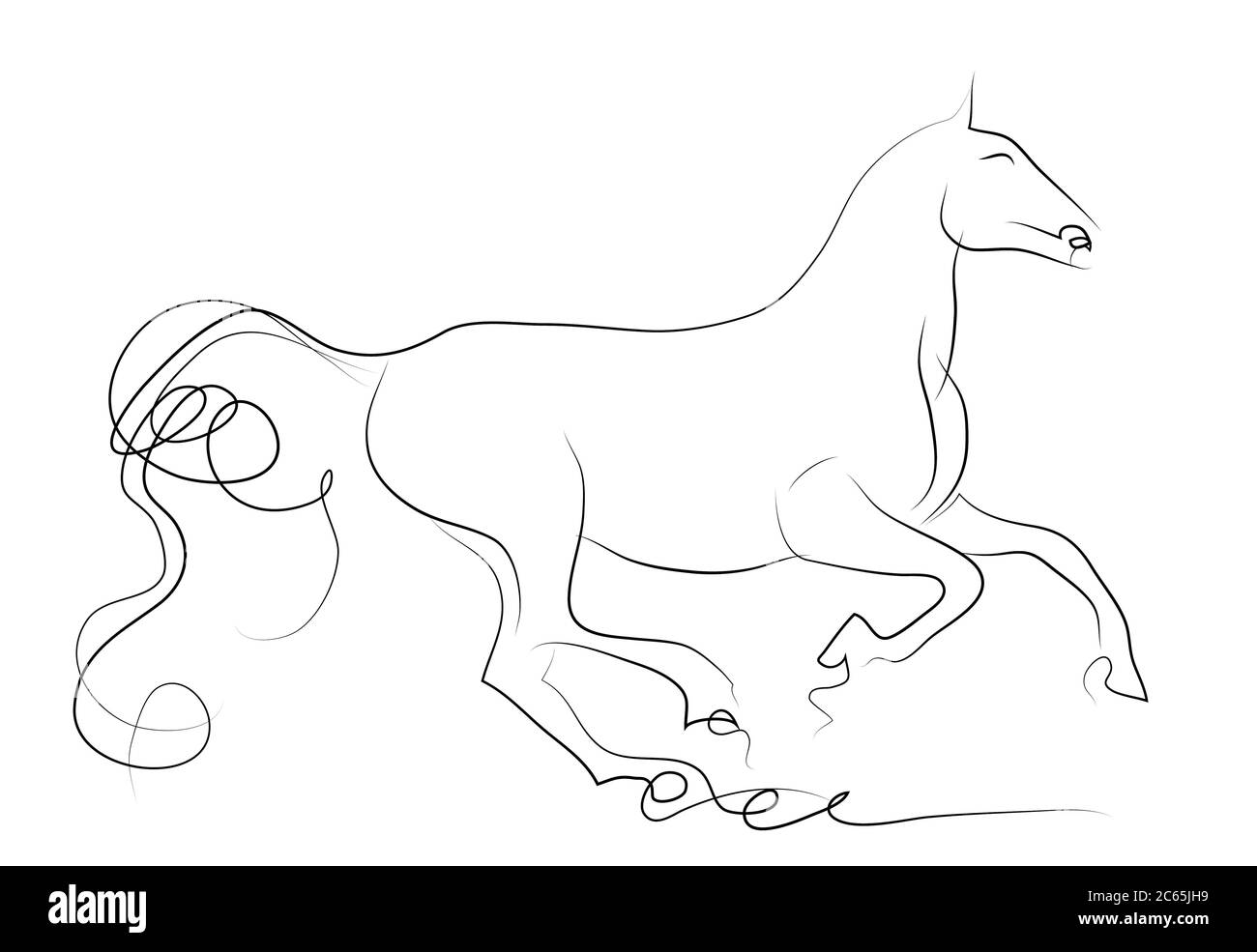 Elegante cavallo fatto in bianco-nero uno stile minimal Foto Stock