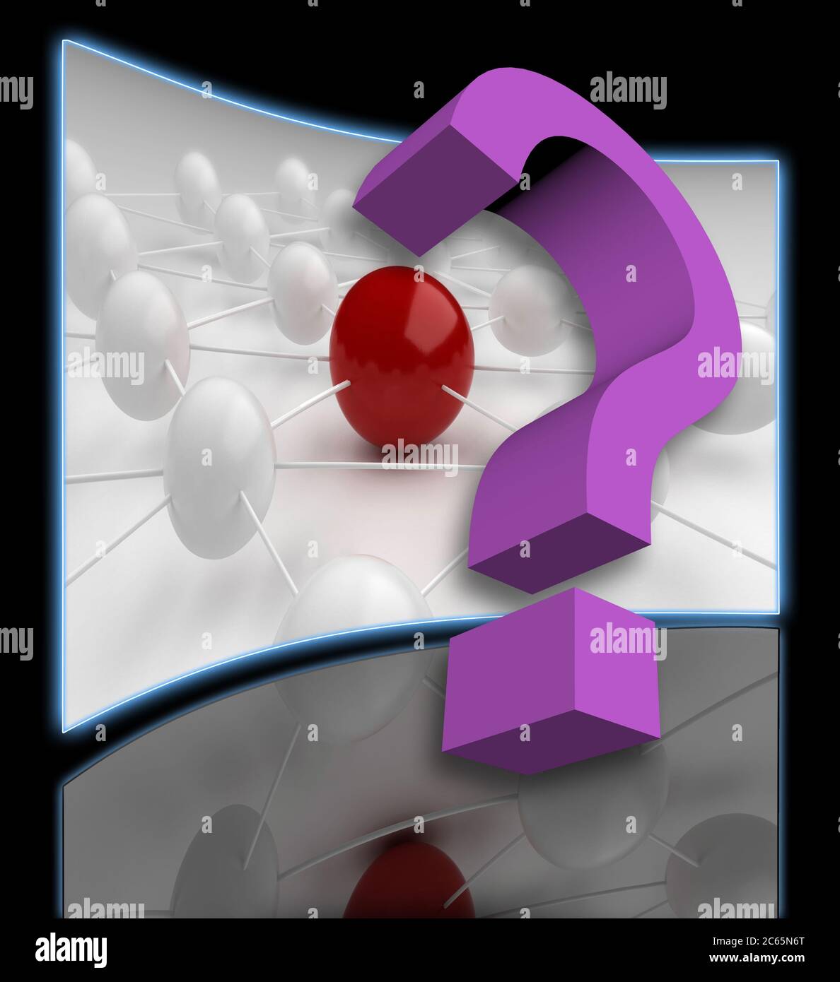 Comunicazioni globali a livello nano con punto interrogativo Foto Stock