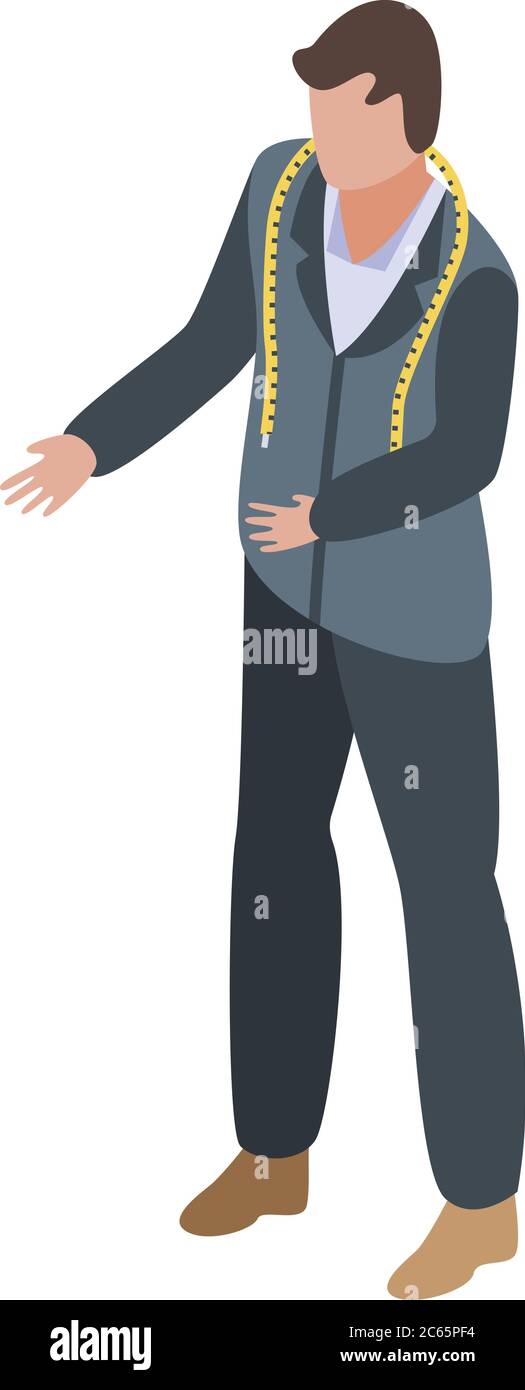 Icona uomo di produzione tessile, stile isometrico Illustrazione Vettoriale