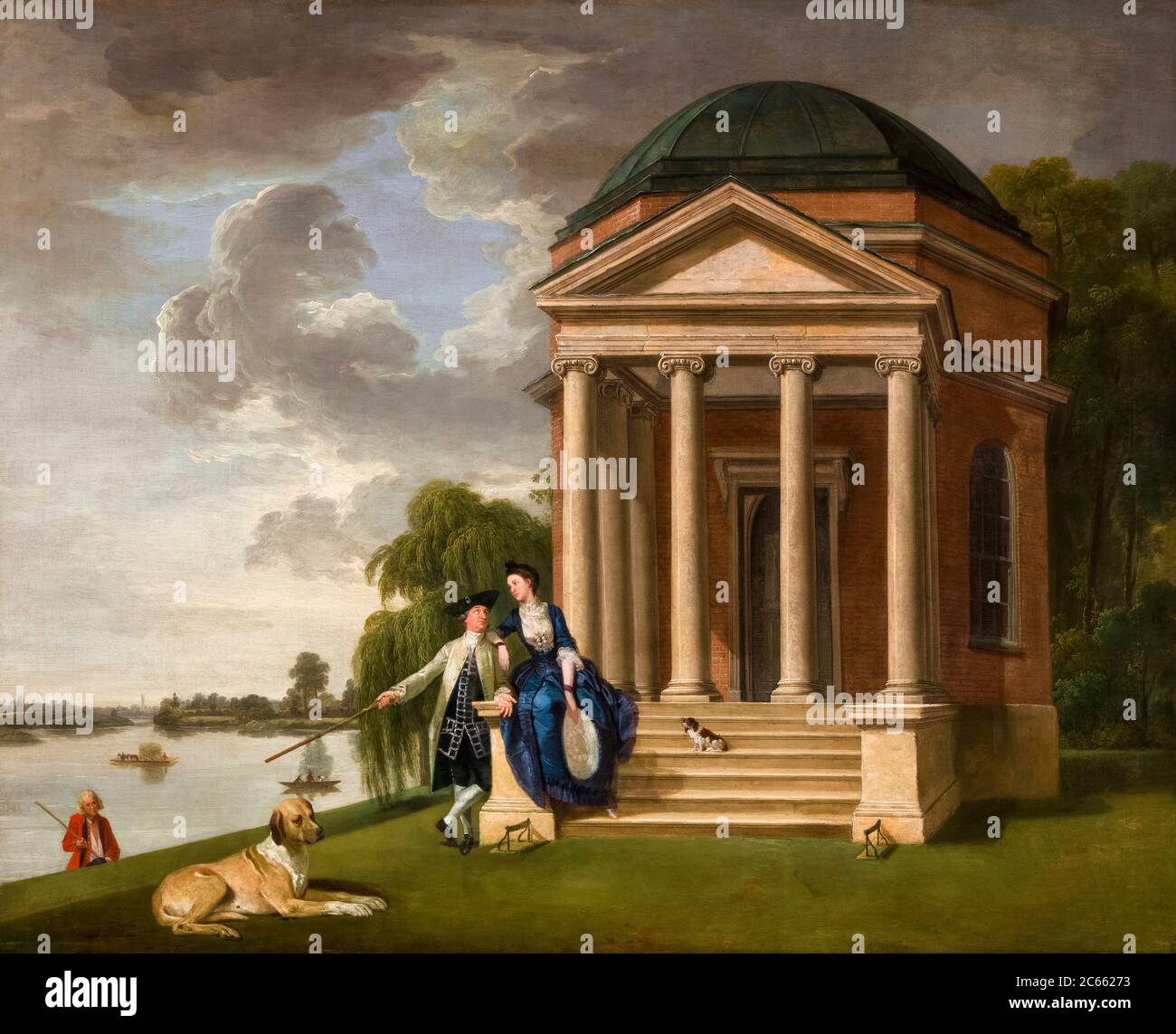 David Garrick (1717-1779), attore inglese, drammaturgo, direttore di teatro, e sua moglie Eva Marie Veigel (1724-1822), dal suo tempio a Shakespeare, Hampton, ritratto di Johan Joseph Zoffany , circa 1762 Foto Stock