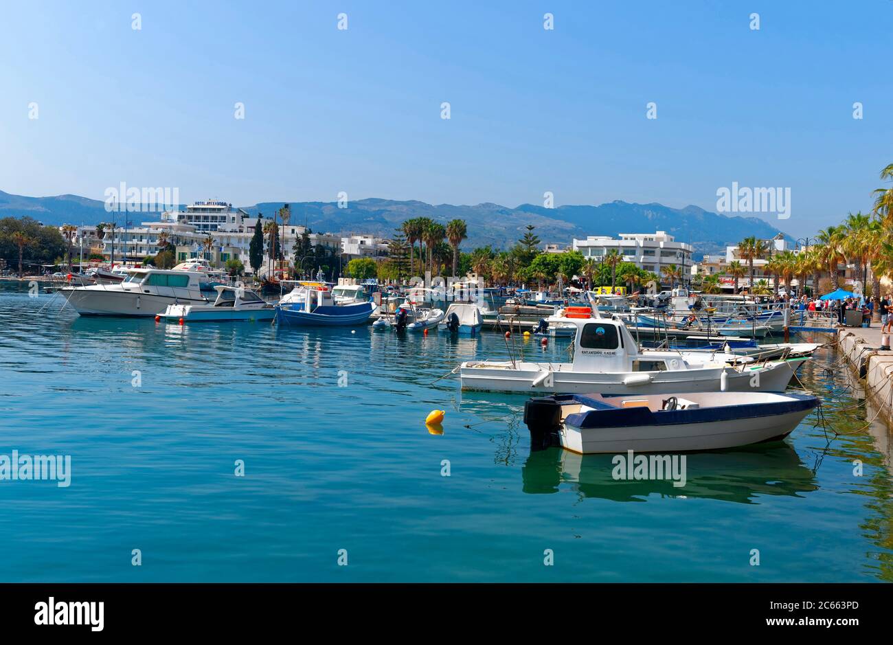 Porto di pesca, Isola di Kos, Città di Kos, Grecia, Europa Foto Stock