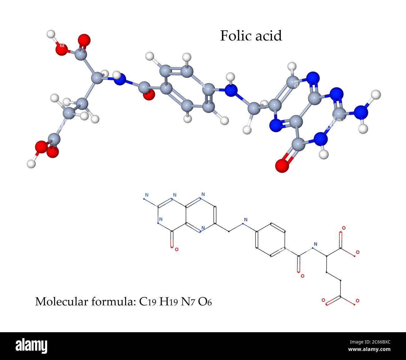 L'acido folico o il folato o la vitamina B9 è essenziale per il corpo per fare DNA e RNA e metabolizzare gli amminoacidi, che sono necessari per la divisione cellulare Foto Stock