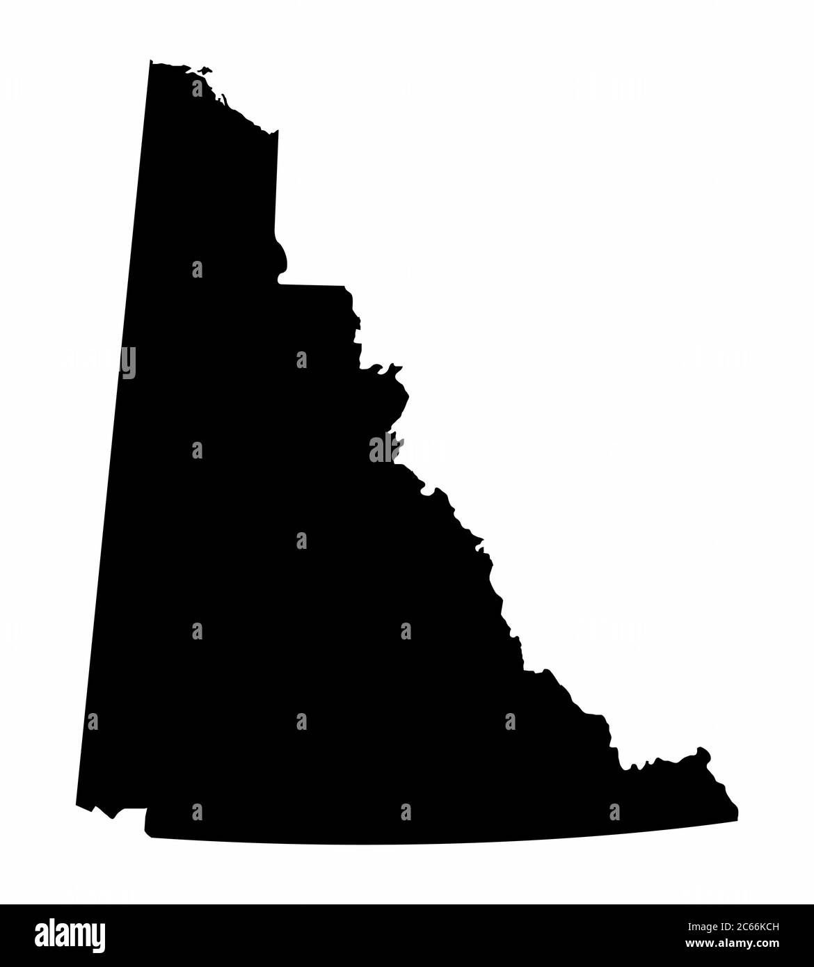 Mappa di Yukon Territory silhouette scura Illustrazione Vettoriale