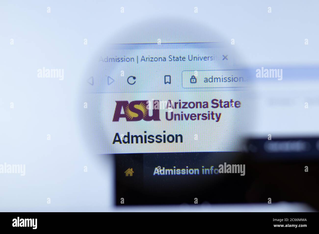 Mosca, Russia - 1 giugno 2020: Arizona state University, Tempe pagina web nel browser. Primo piano del logo, editoriale illustrativo Foto Stock