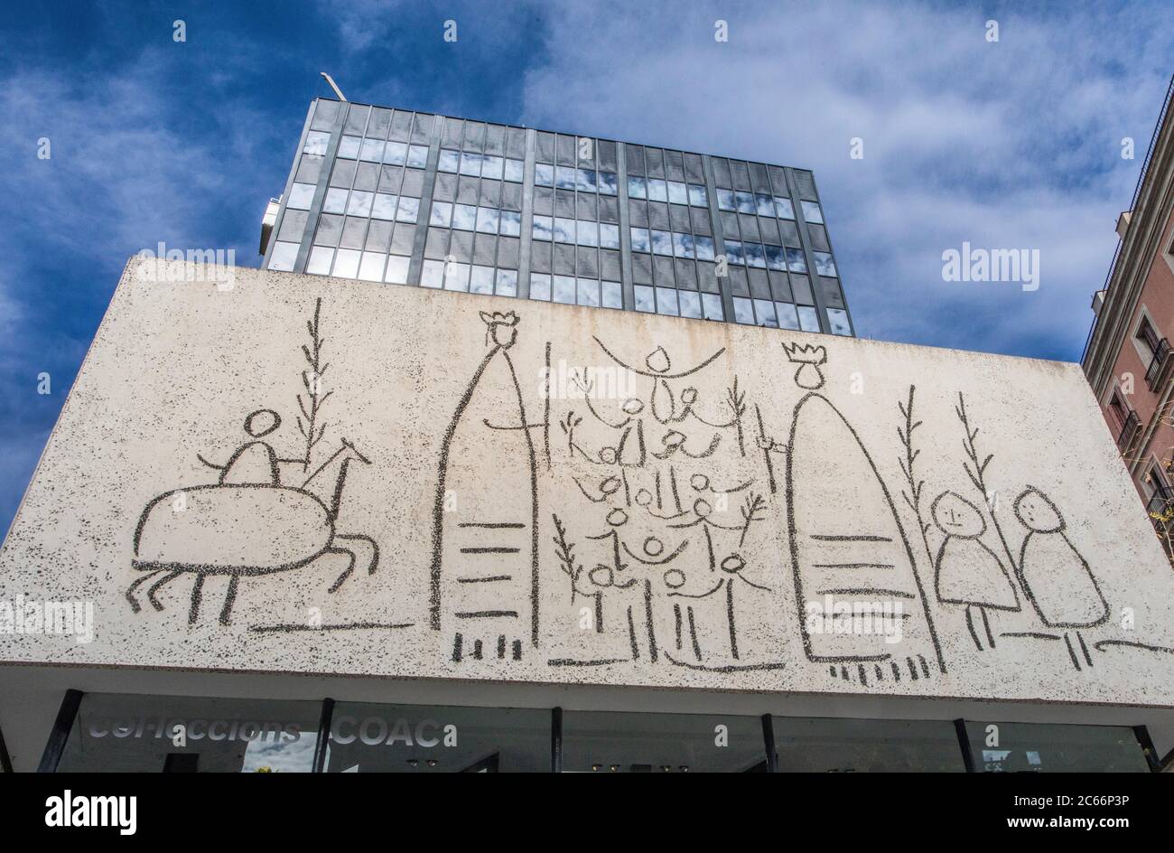 La città di Barcellona, Ciutat Vella, Picasso murale, Spagna Foto Stock