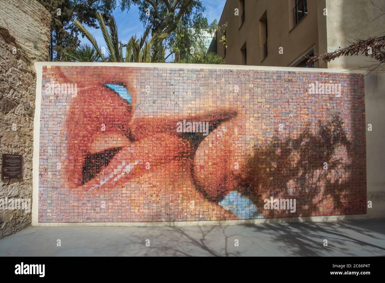La città di Barcellona, Ciutat Vella, el area rabal, murale, Spagna Foto Stock
