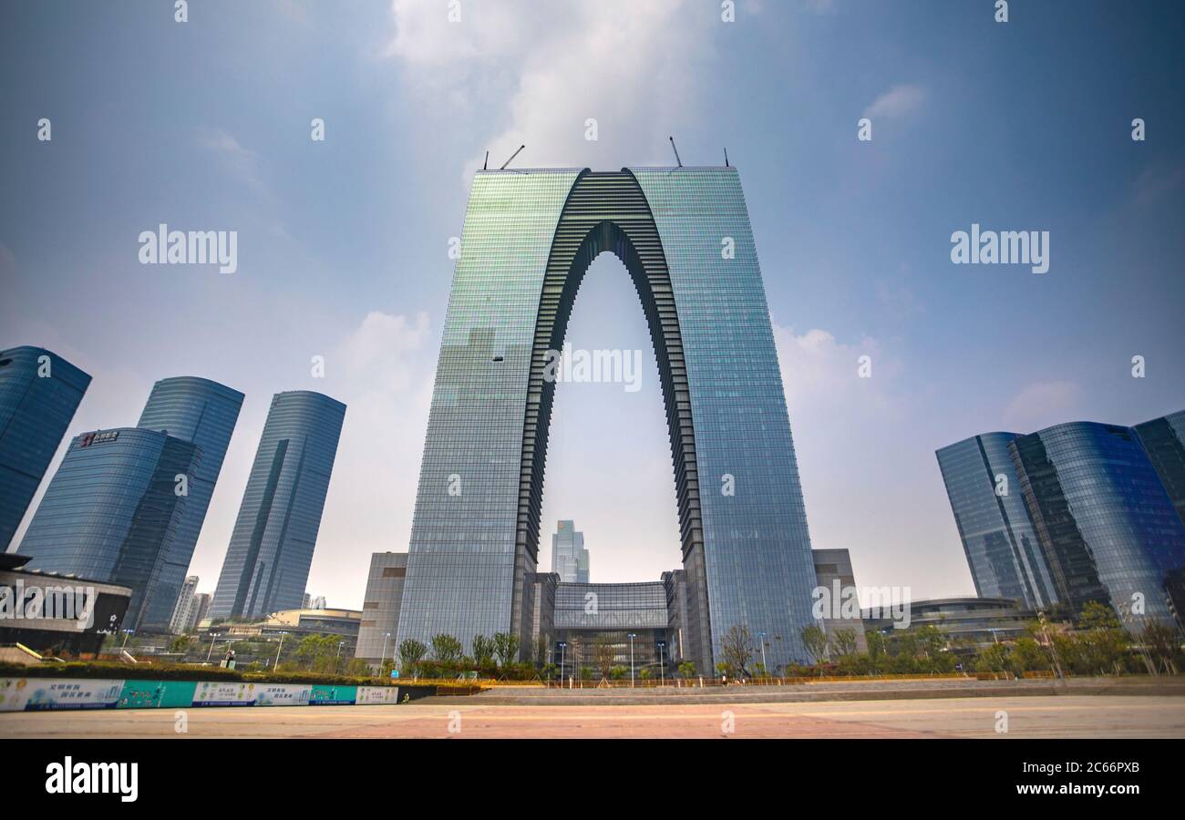 Cina, Suzhou città, porta dell'edificio d'Oriente Foto Stock