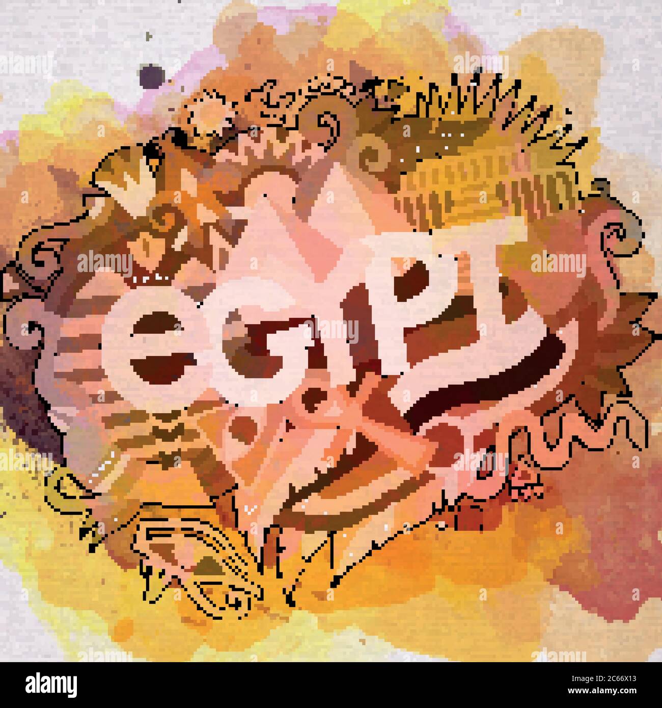 Cartoon vettore Doodle disegnata a mano Egitto illustrazione. Illustrazione Vettoriale