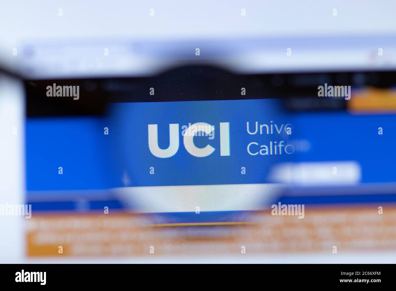 Mosca, Russia - 1 giugno 2020: Università della California, Irvine Sito UCI con logo, Editoriale illustrativo Foto Stock