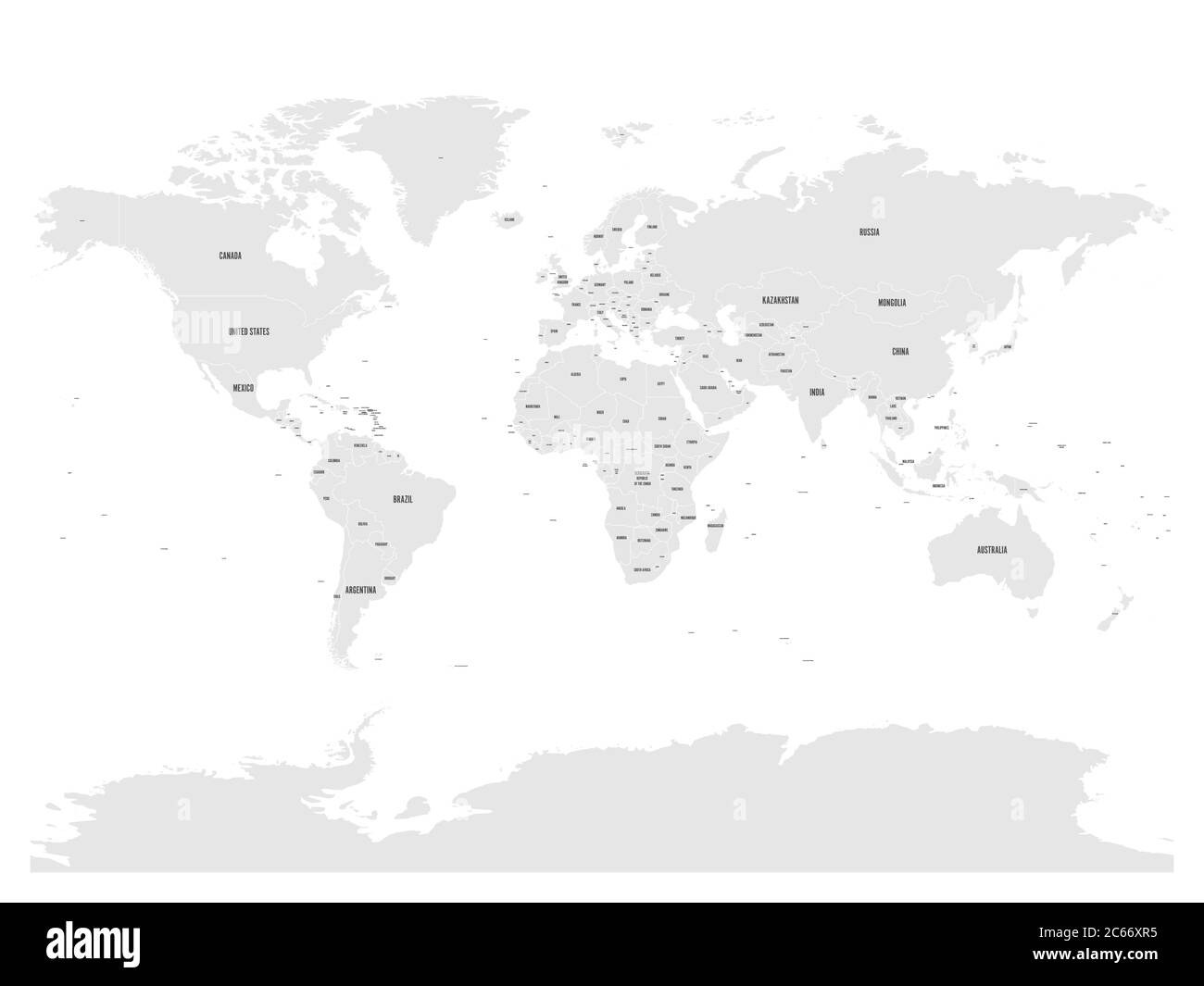 Mappa politica del mondo con in grigio. Illustrazione vettoriale EPS10. Illustrazione Vettoriale