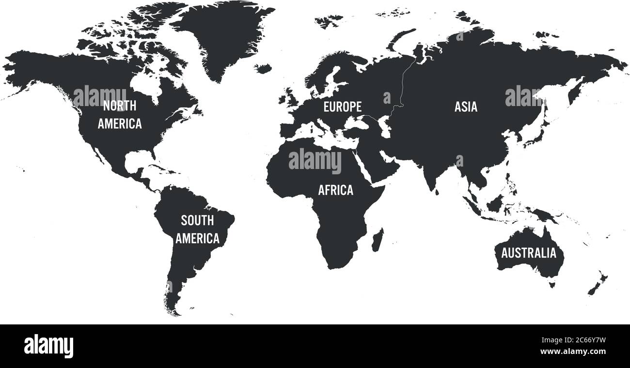 Mappa mondiale divisa in sei continenti. Semplice illustrazione vettoriale piatta. Illustrazione Vettoriale Mappa mondiale divisa in sei continenti. Semplice illustrazione vettoriale piatta. Illustrazione Vettoriale