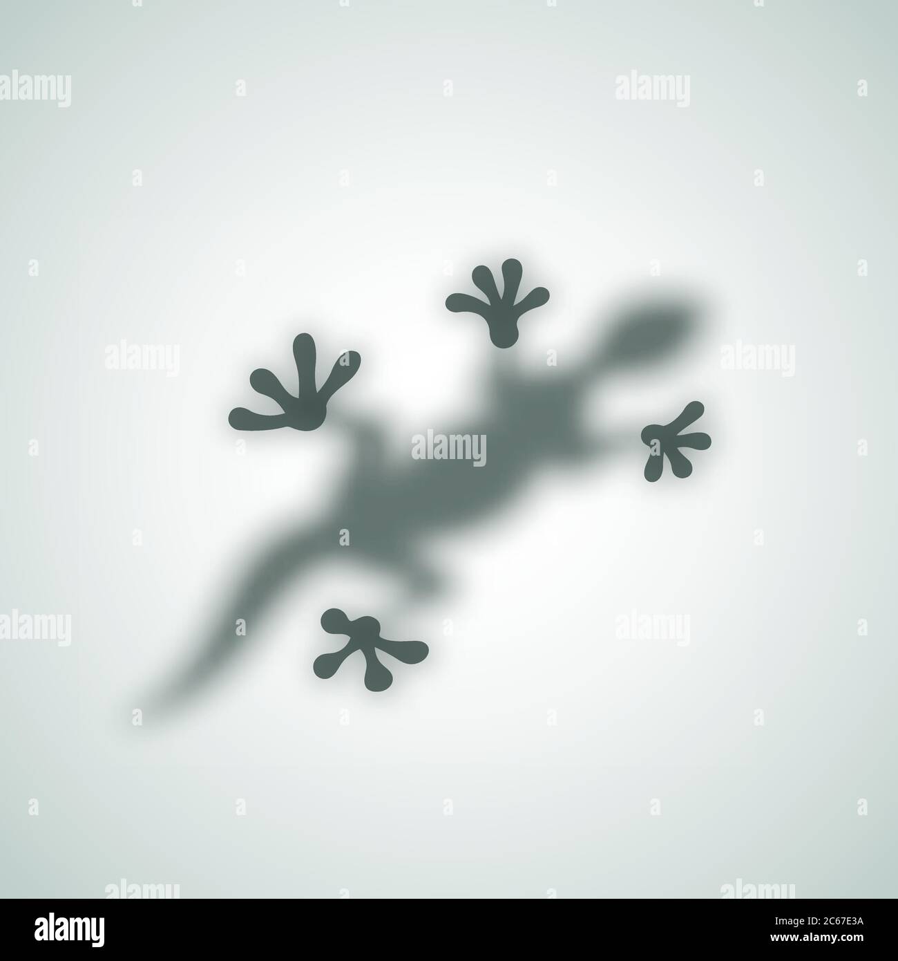 Immagine vettoriale astratta Shadow Shadow della silhouette Reptile diffusa. Lucertola Gecko o Chameleon seduto su un vetro opaco. Illustrazione Vettoriale